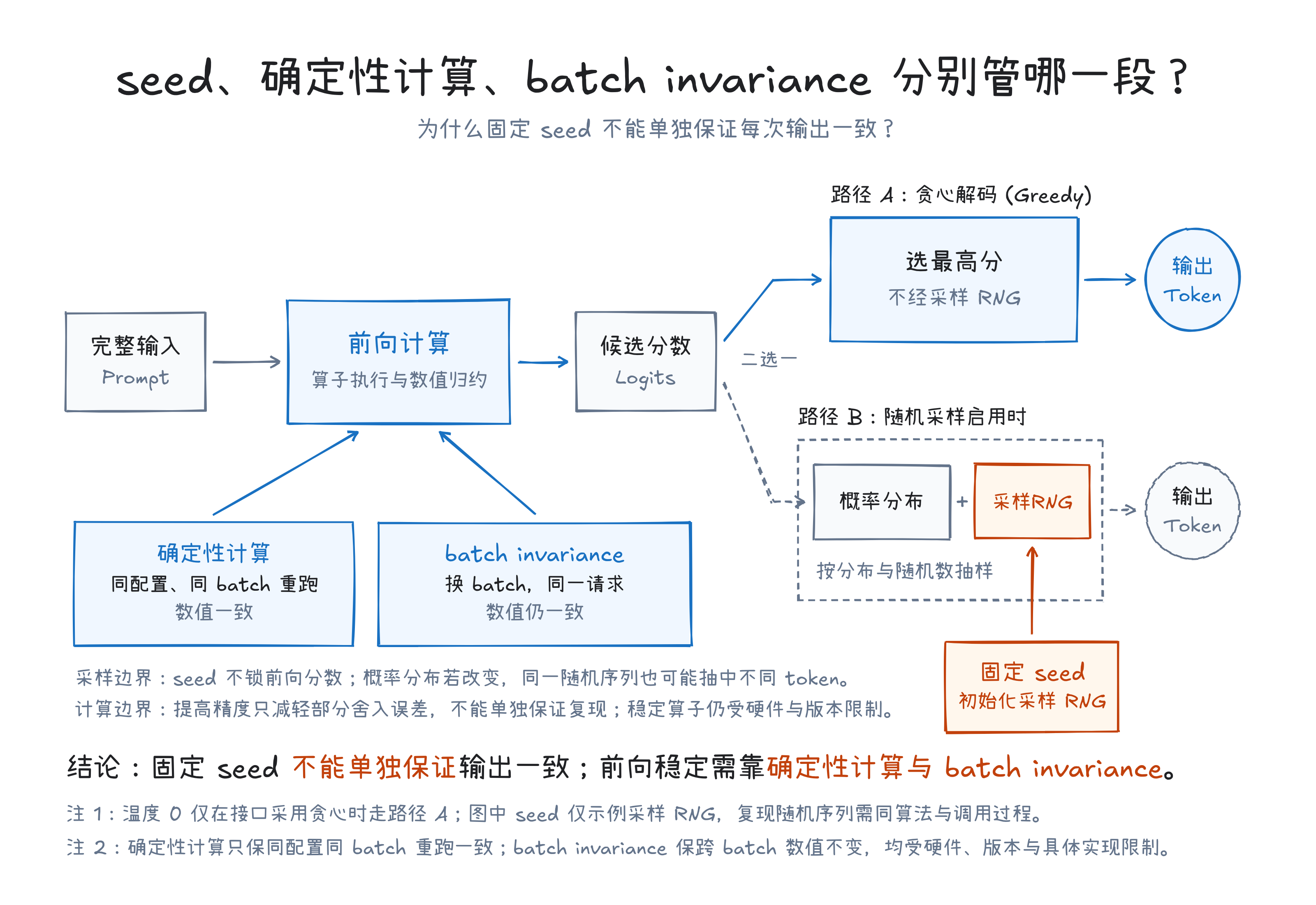 seed、确定性算子与 batch invariance 的控制边界